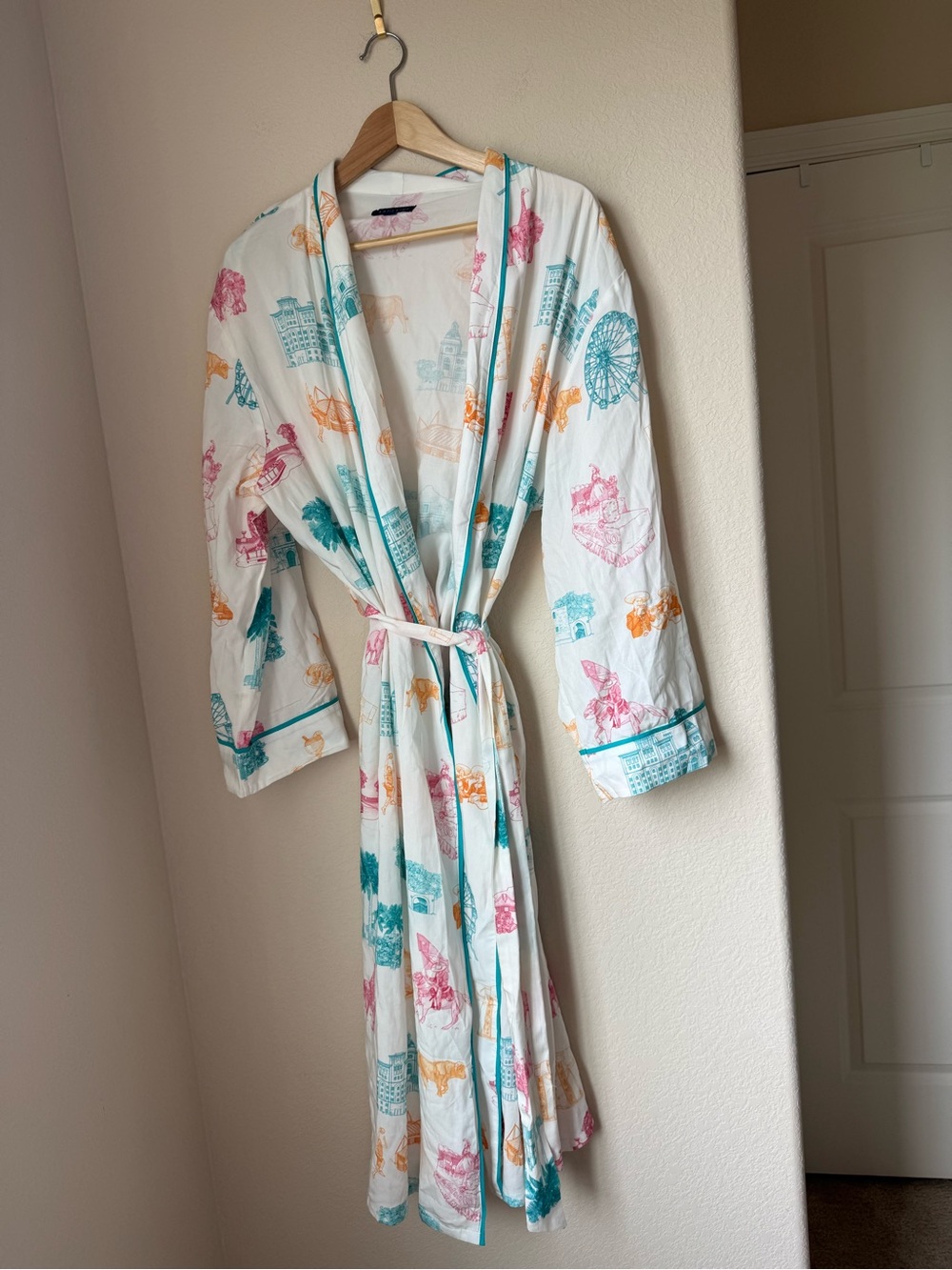 Katie Kime San Antonio Texas Toile Print Robe Size L/XL
